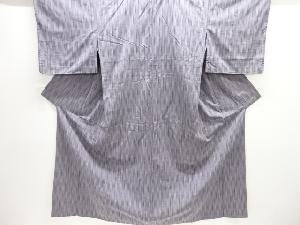 アンティーク　よろけ縞模様織出し手織り紬着物